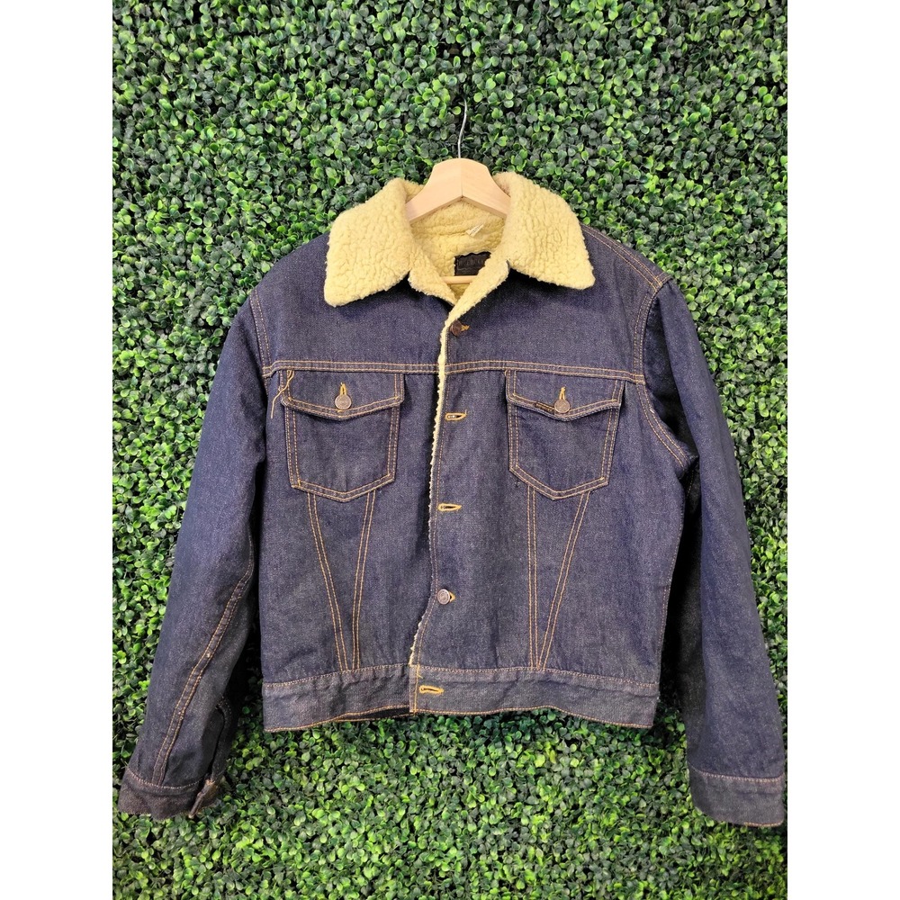 vtg 70s SEAR|S ROEBUCKS SHERPA Lined Jean Jacket medium vintage western cowboy